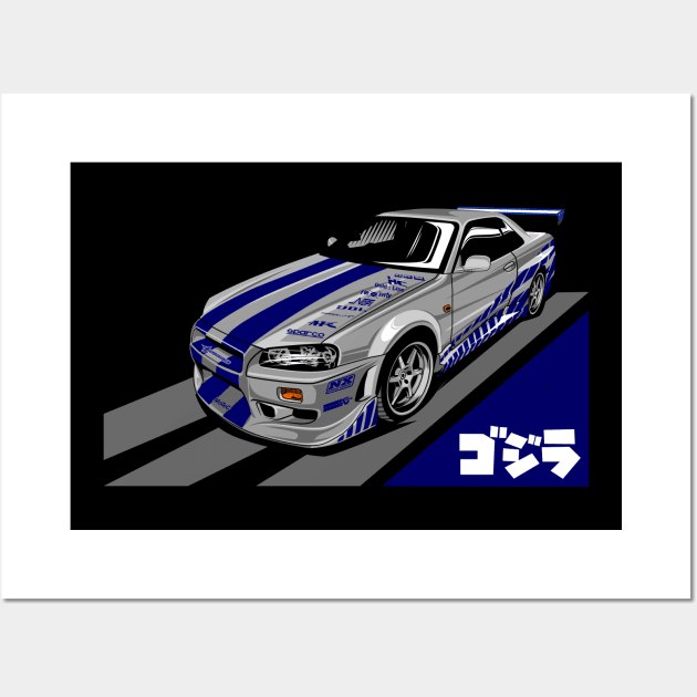 Nissan GTR 34 Paul Walker Livery Wall Art by aredie19